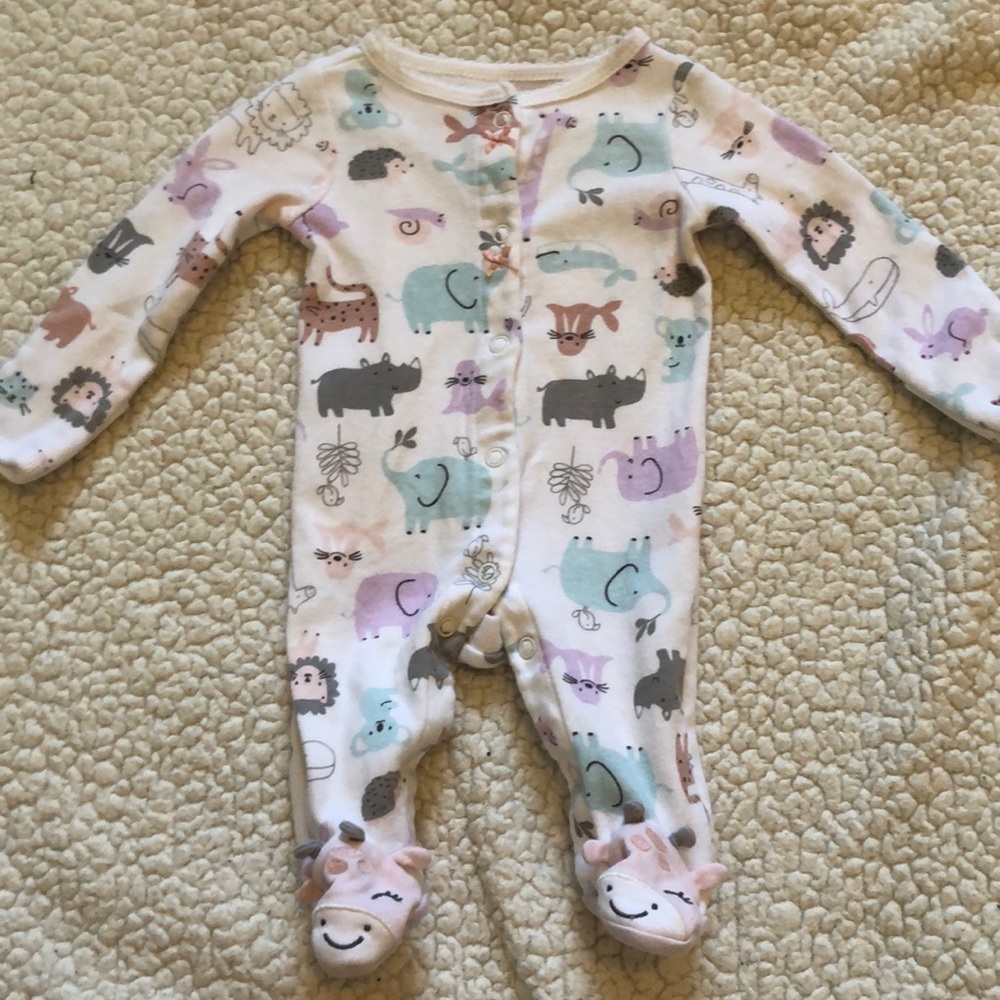 Animal print footie pajamas